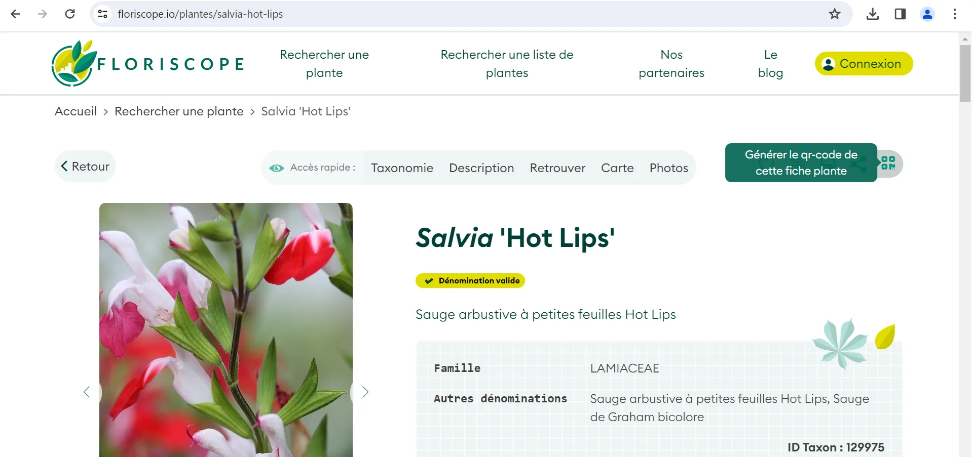 Floriscope génération de QR code